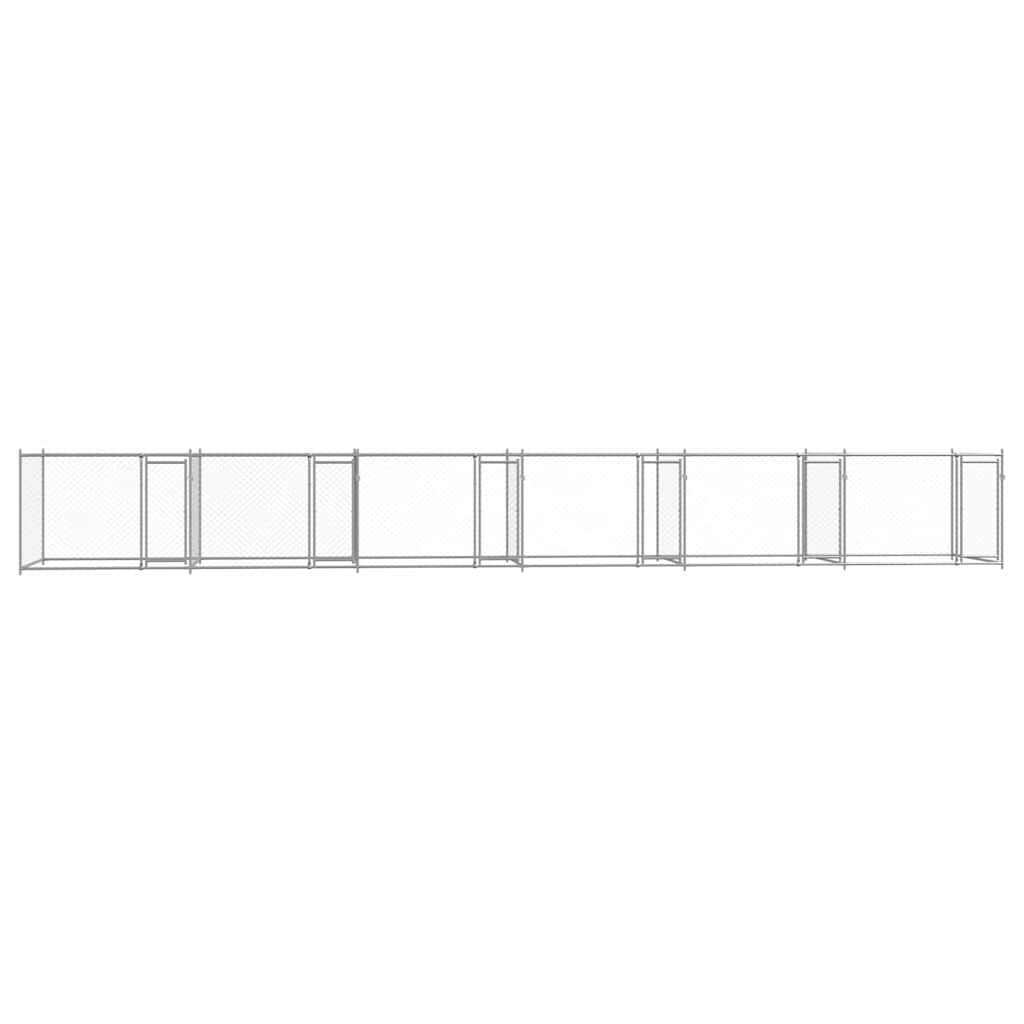 Hondenhok met deuren 12x2x1,5 m gegalvaniseerd staal grijs is nu te koop bij PeponiXL, paradijselijk wonen!