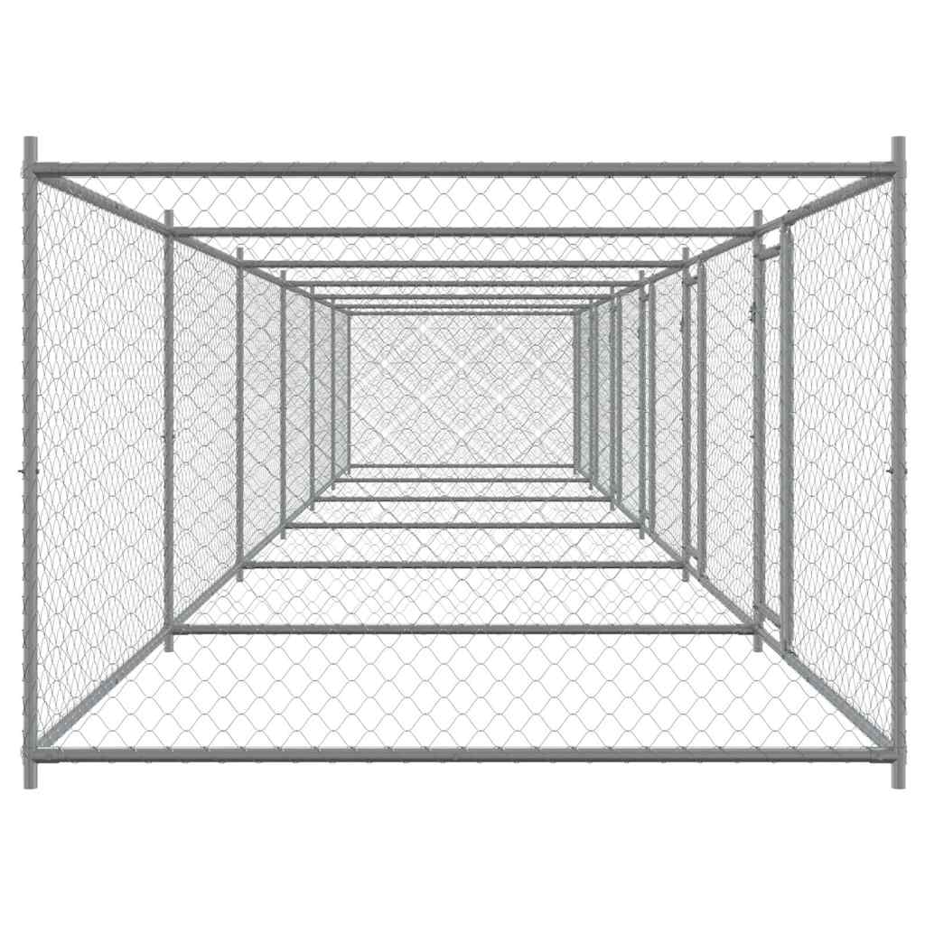 Hondenhok met deuren 12x2x1,5 m gegalvaniseerd staal grijs is nu te koop bij PeponiXL, paradijselijk wonen!