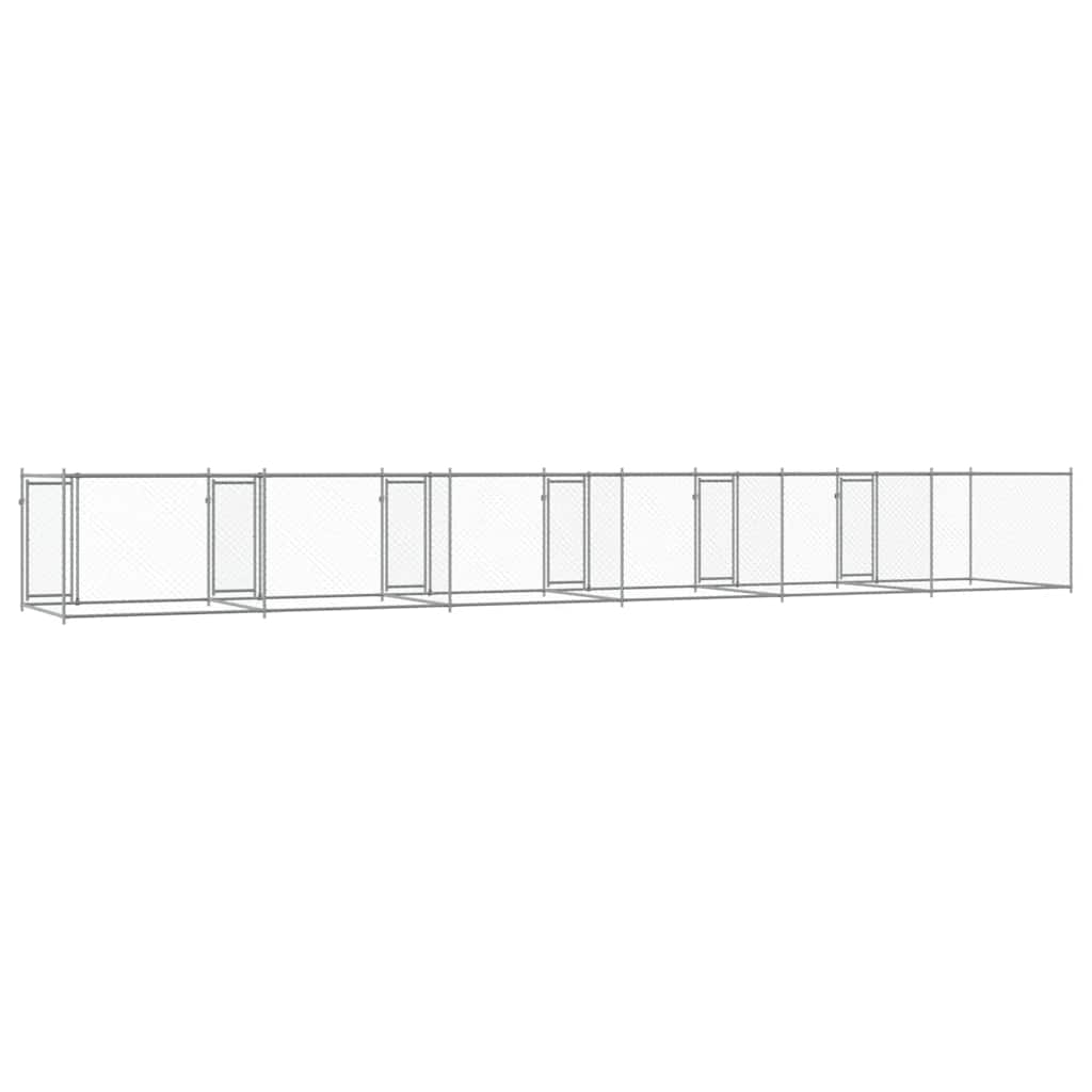 Hondenhok met deuren 12x2x1,5 m gegalvaniseerd staal grijs is nu te koop bij PeponiXL, paradijselijk wonen!