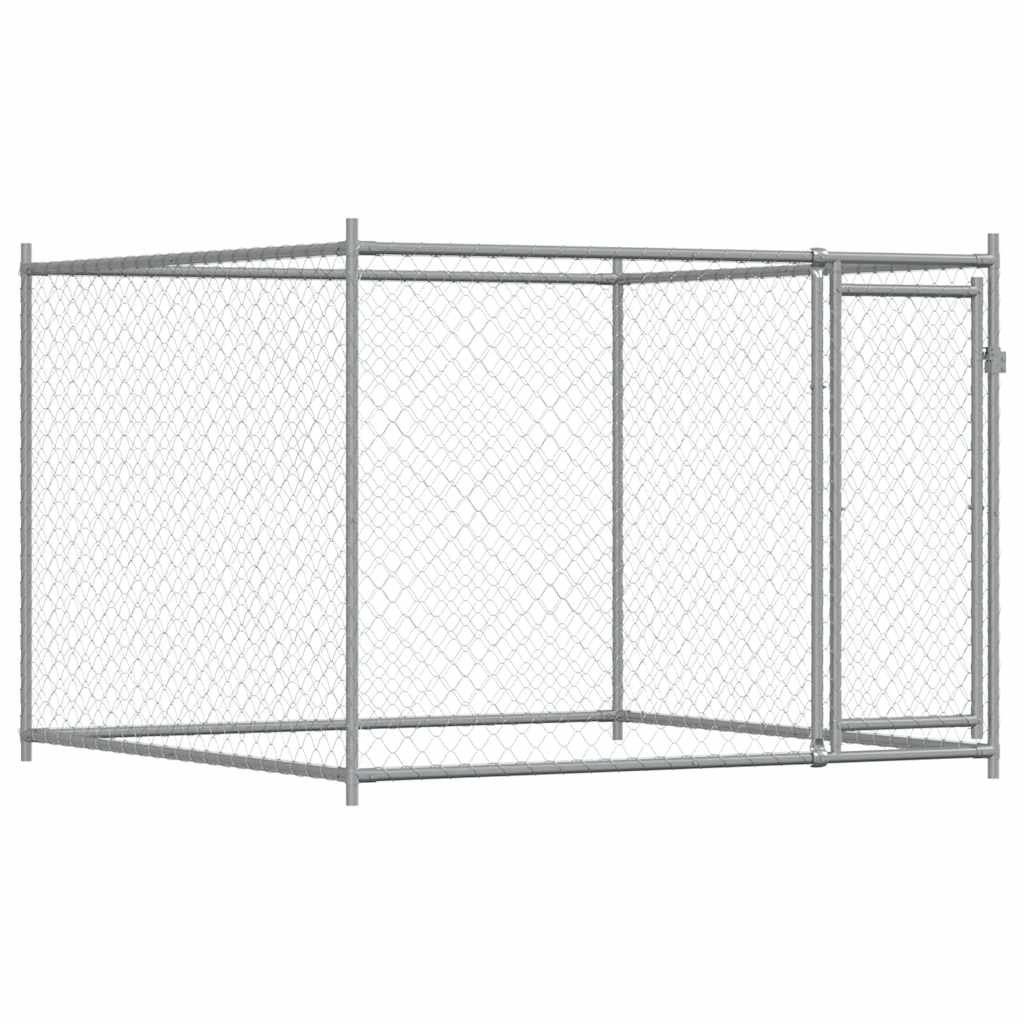 Hondenhok met deuren 12x2x1,5 m gegalvaniseerd staal grijs is nu te koop bij PeponiXL, paradijselijk wonen!