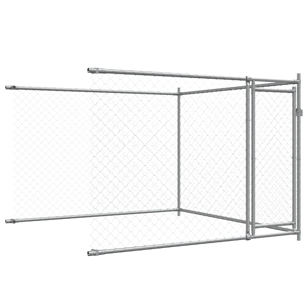 Hondenhok met deuren 12x2x1,5 m gegalvaniseerd staal grijs is nu te koop bij PeponiXL, paradijselijk wonen!