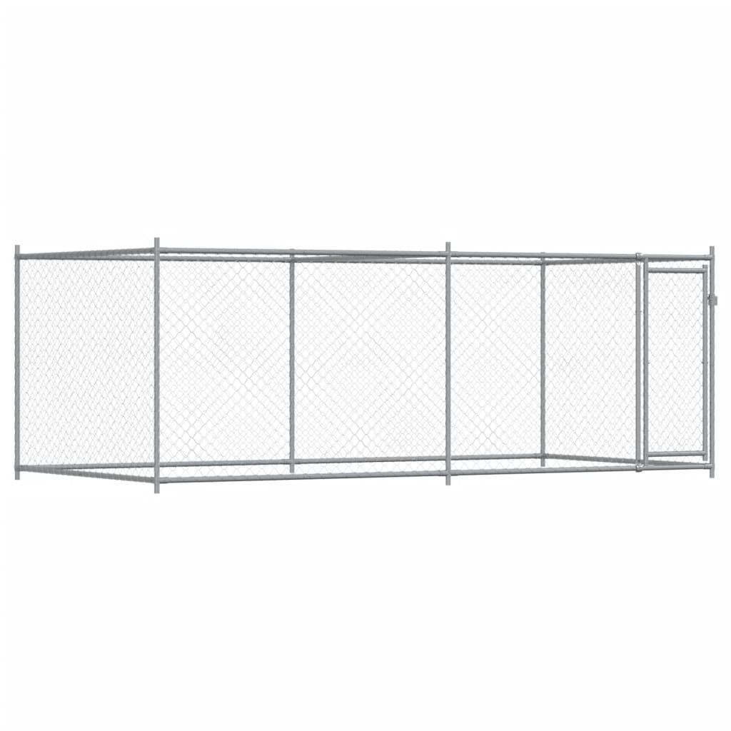 Hondenhok met deur 4x2x1,5 m gegalvaniseerd staal grijs is nu te koop bij PeponiXL, paradijselijk wonen!