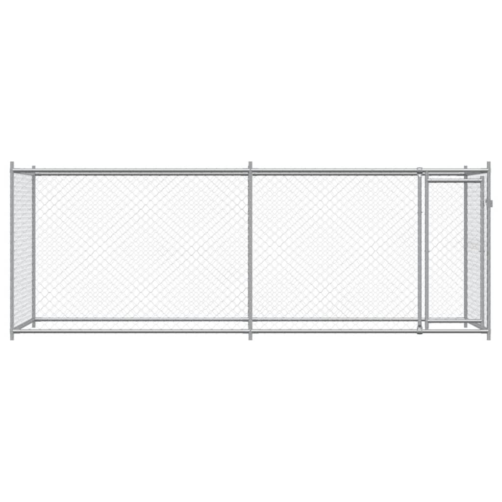 Hondenhok met deur 4x2x1,5 m gegalvaniseerd staal grijs is nu te koop bij PeponiXL, paradijselijk wonen!