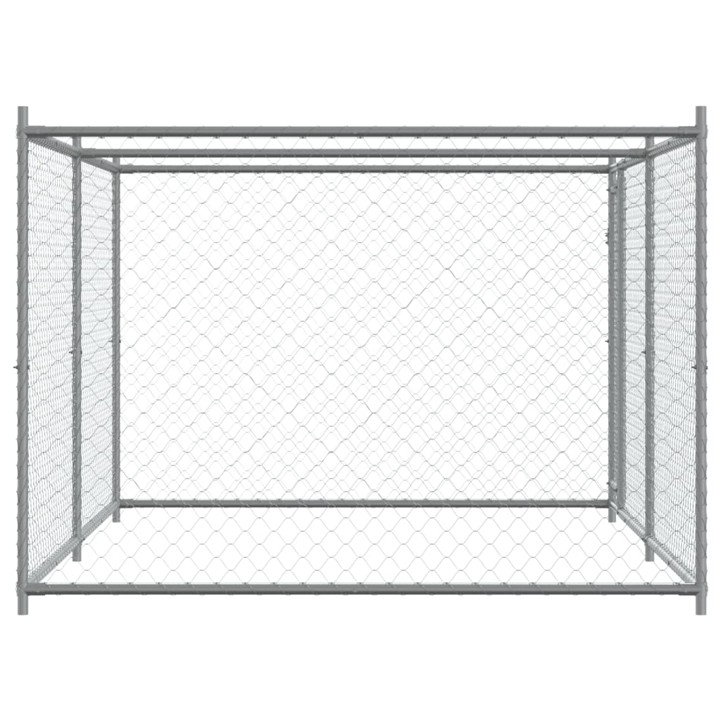 Hondenhok met deur 4x2x1,5 m gegalvaniseerd staal grijs is nu te koop bij PeponiXL, paradijselijk wonen!