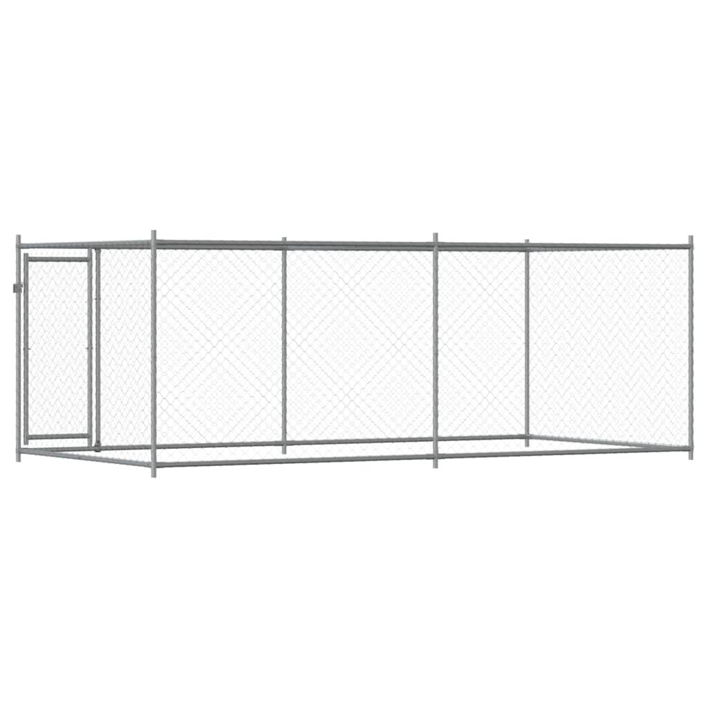 Hondenhok met deur 4x2x1,5 m gegalvaniseerd staal grijs is nu te koop bij PeponiXL, paradijselijk wonen!