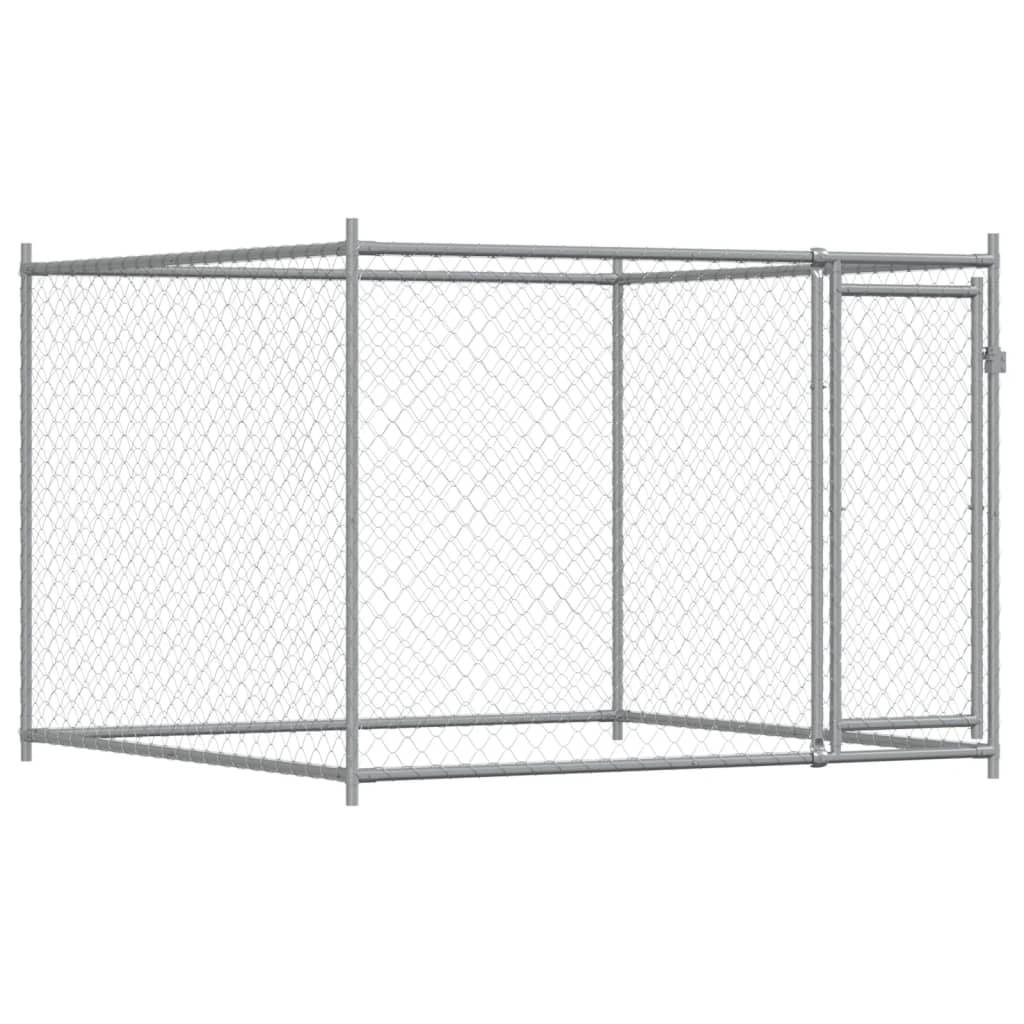 Hondenhok met deur 4x2x1,5 m gegalvaniseerd staal grijs is nu te koop bij PeponiXL, paradijselijk wonen!