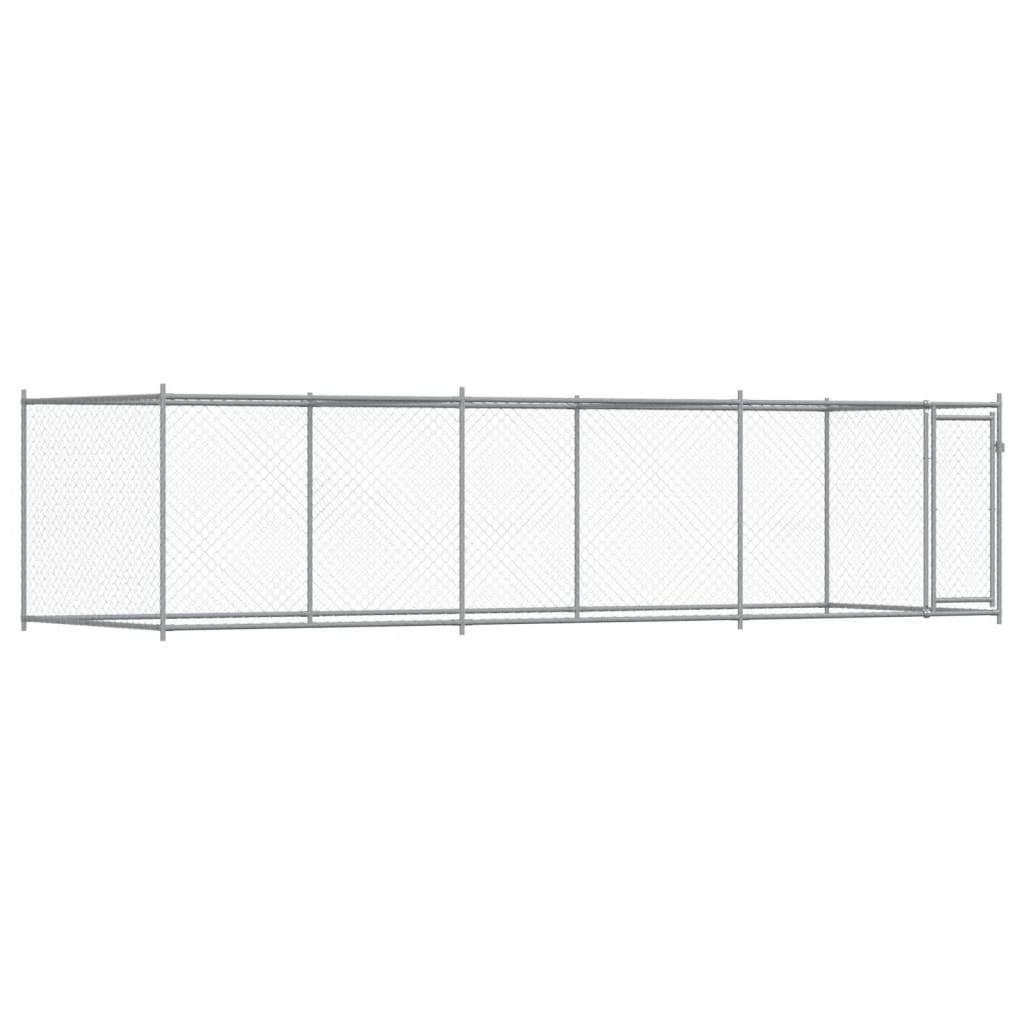 Hondenhok met deur 6x2x1,5 m gegalvaniseerd staal grijs is nu te koop bij PeponiXL, paradijselijk wonen!