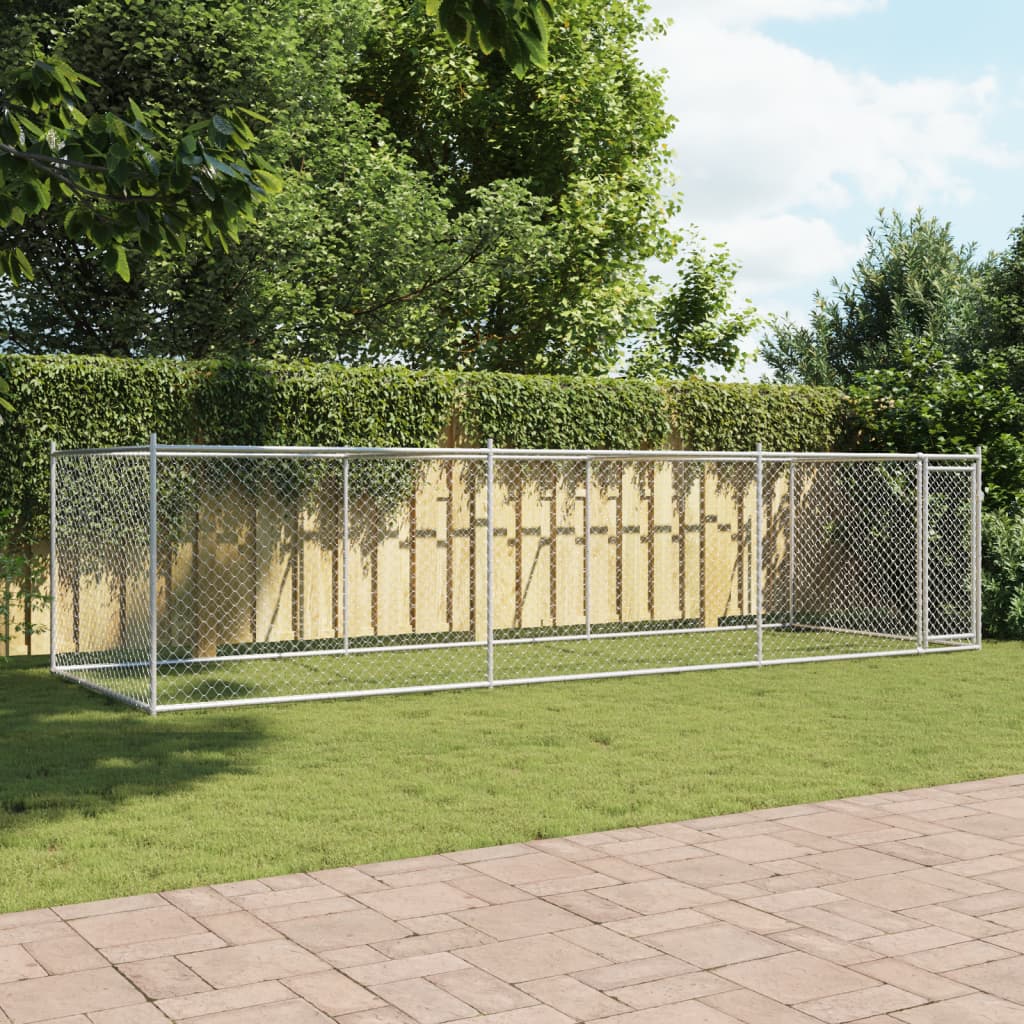 Hondenhok met deur 6x2x1,5 m gegalvaniseerd staal grijs is nu te koop bij PeponiXL, paradijselijk wonen!