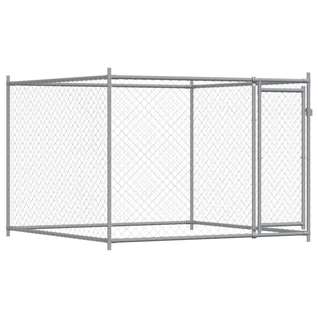 Hondenhok met deur 6x2x1,5 m gegalvaniseerd staal grijs is nu te koop bij PeponiXL, paradijselijk wonen!