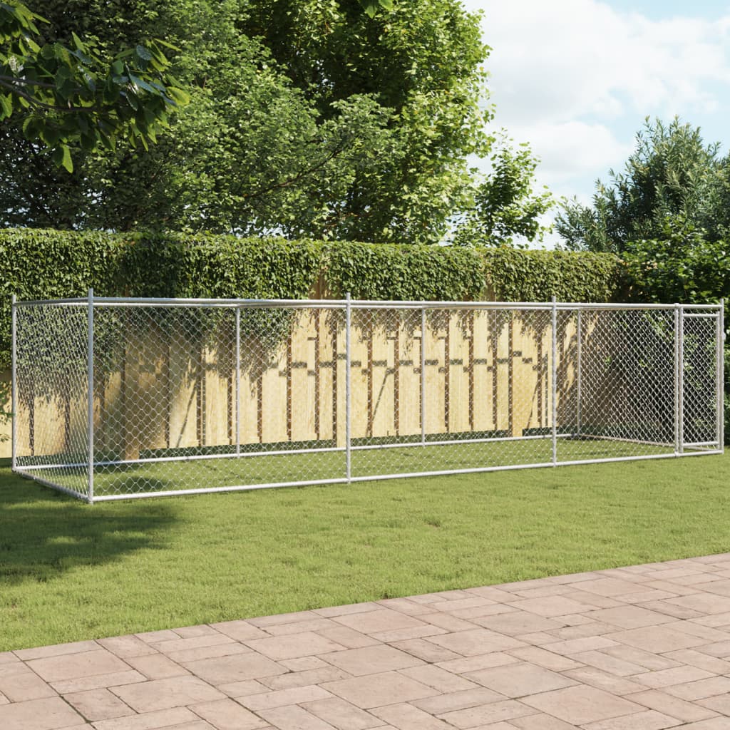 Hondenhok met deur 6x2x1,5 m gegalvaniseerd staal grijs is nu te koop bij PeponiXL, paradijselijk wonen!