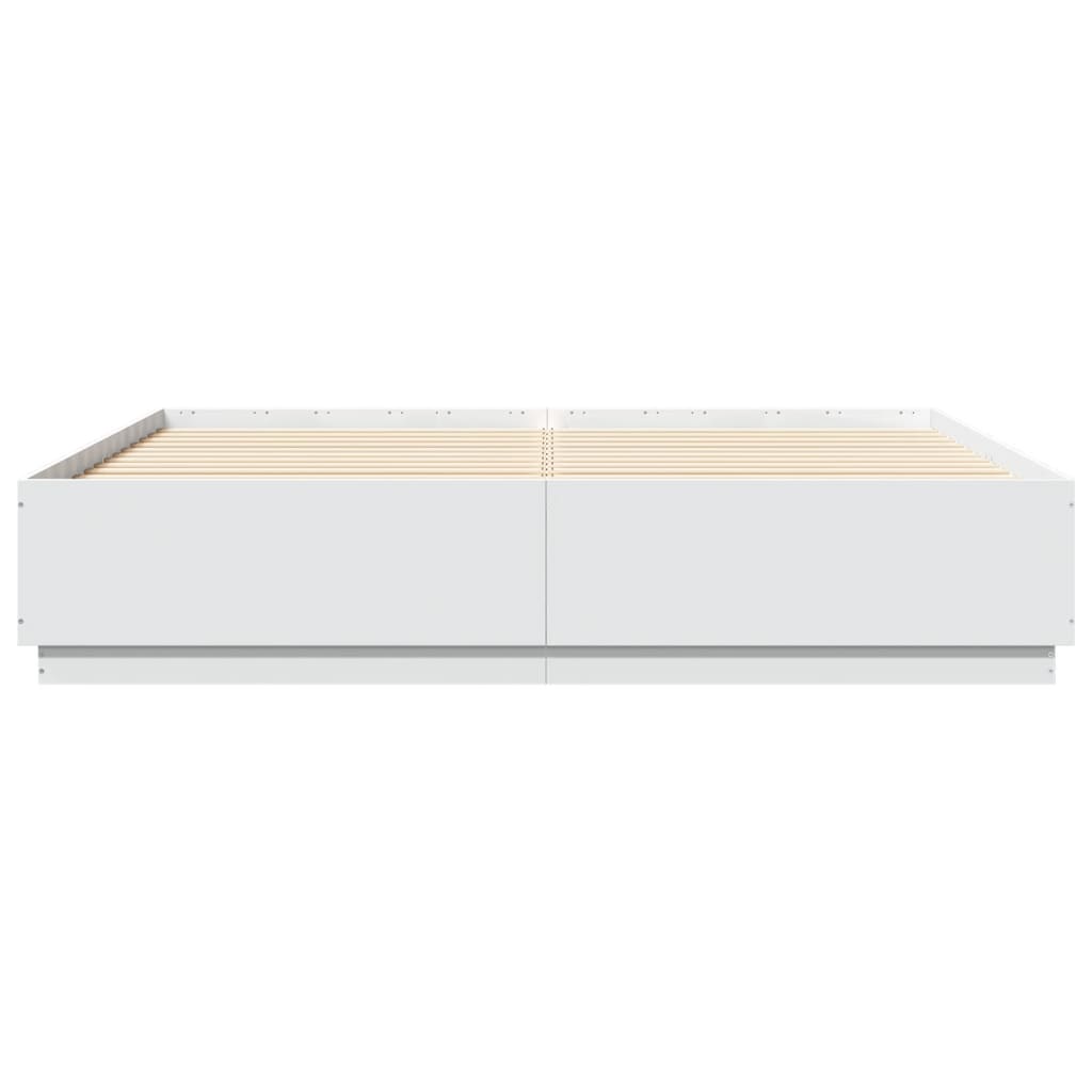 Bedframe met LED-verlichting bewerkt hout wit 200x200 cm is nu te koop bij PeponiXL, paradijselijk wonen!