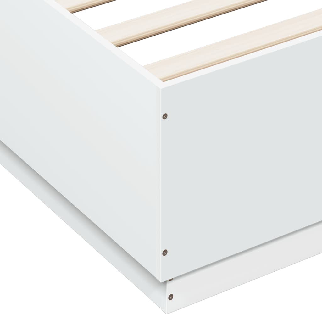 Bedframe met LED-verlichting bewerkt hout wit 200x200 cm is nu te koop bij PeponiXL, paradijselijk wonen!
