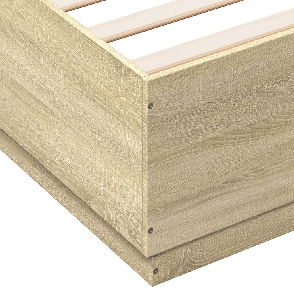 Bedframe met LED-verlichting sonoma eiken 200x200 cm is nu te koop bij PeponiXL, paradijselijk wonen!