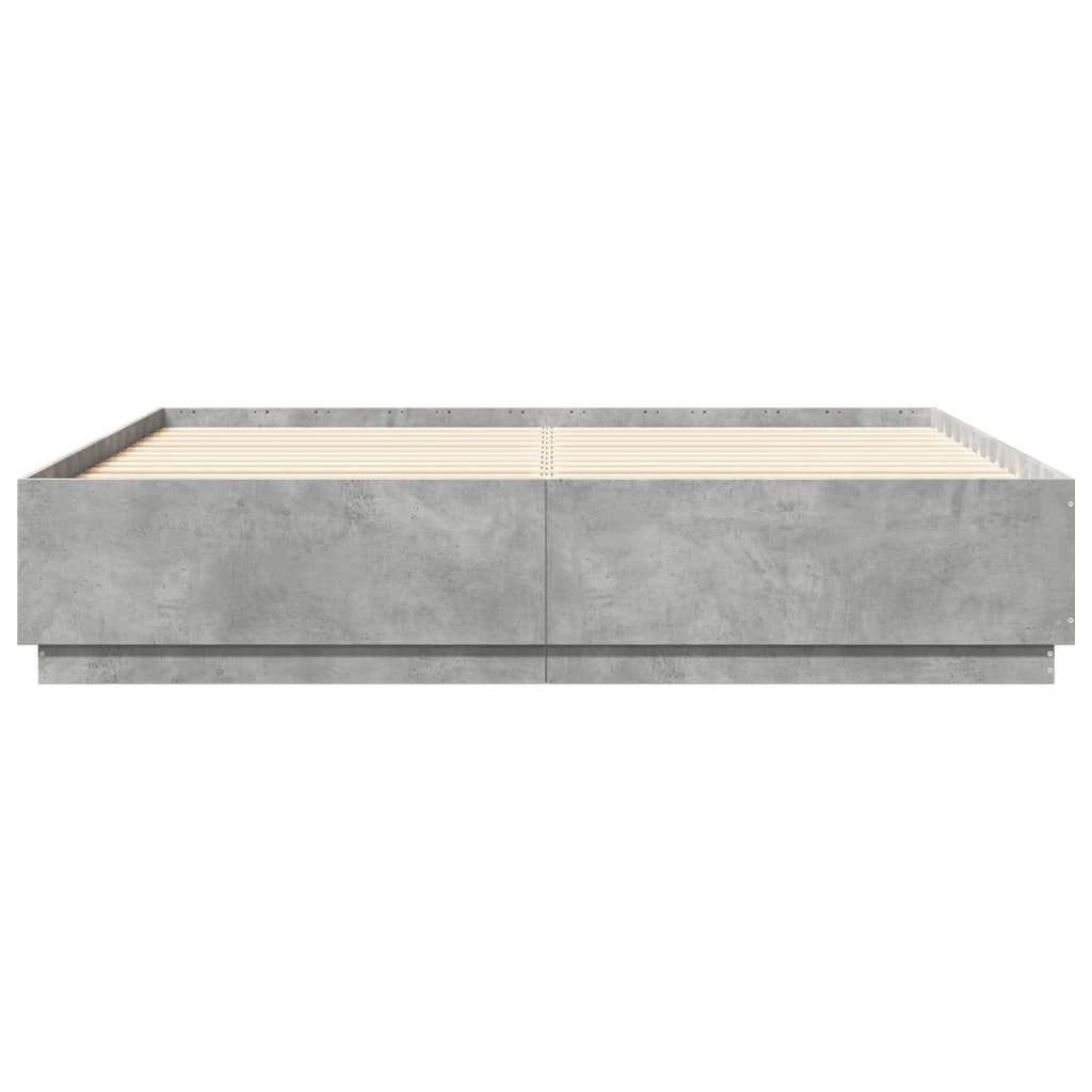 Bedframe met LED-verlichting bewerkt hout betongrijs 200x200 cm is nu te koop bij PeponiXL, paradijselijk wonen!