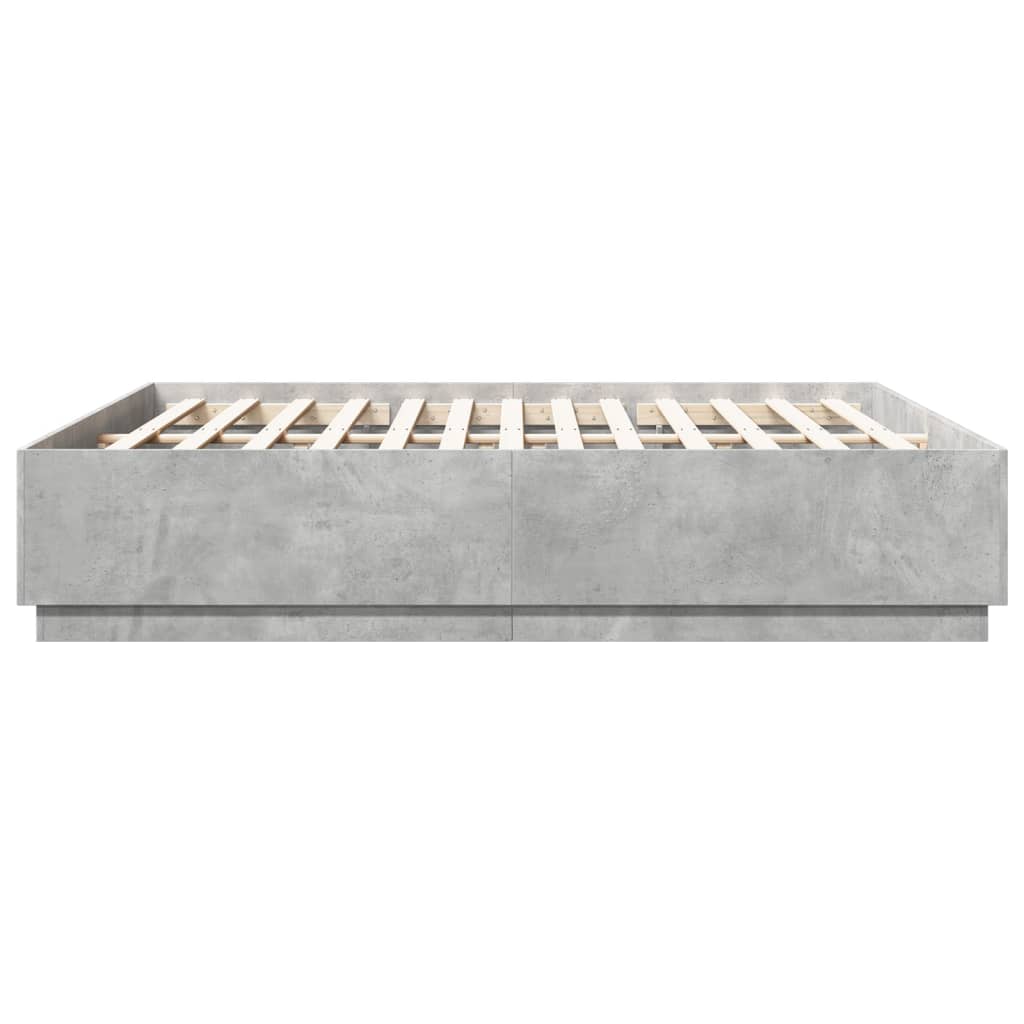 Bedframe met LED-verlichting bewerkt hout betongrijs 200x200 cm is nu te koop bij PeponiXL, paradijselijk wonen!