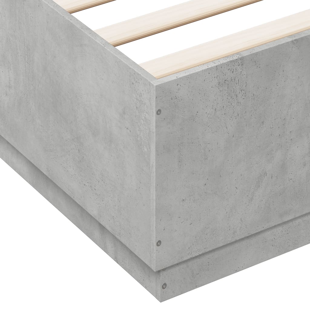 Bedframe met LED-verlichting bewerkt hout betongrijs 200x200 cm is nu te koop bij PeponiXL, paradijselijk wonen!