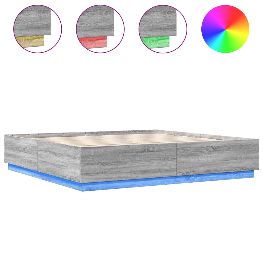 Bedframe met LED-verlichting grijs sonoma eiken 180x200 cm is nu te koop bij PeponiXL, paradijselijk wonen!