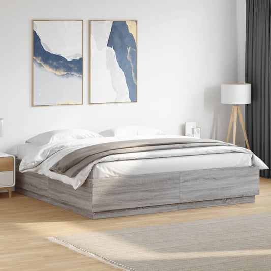Bedframe met LED-verlichting grijs sonoma eiken 180x200 cm is nu te koop bij PeponiXL, paradijselijk wonen!