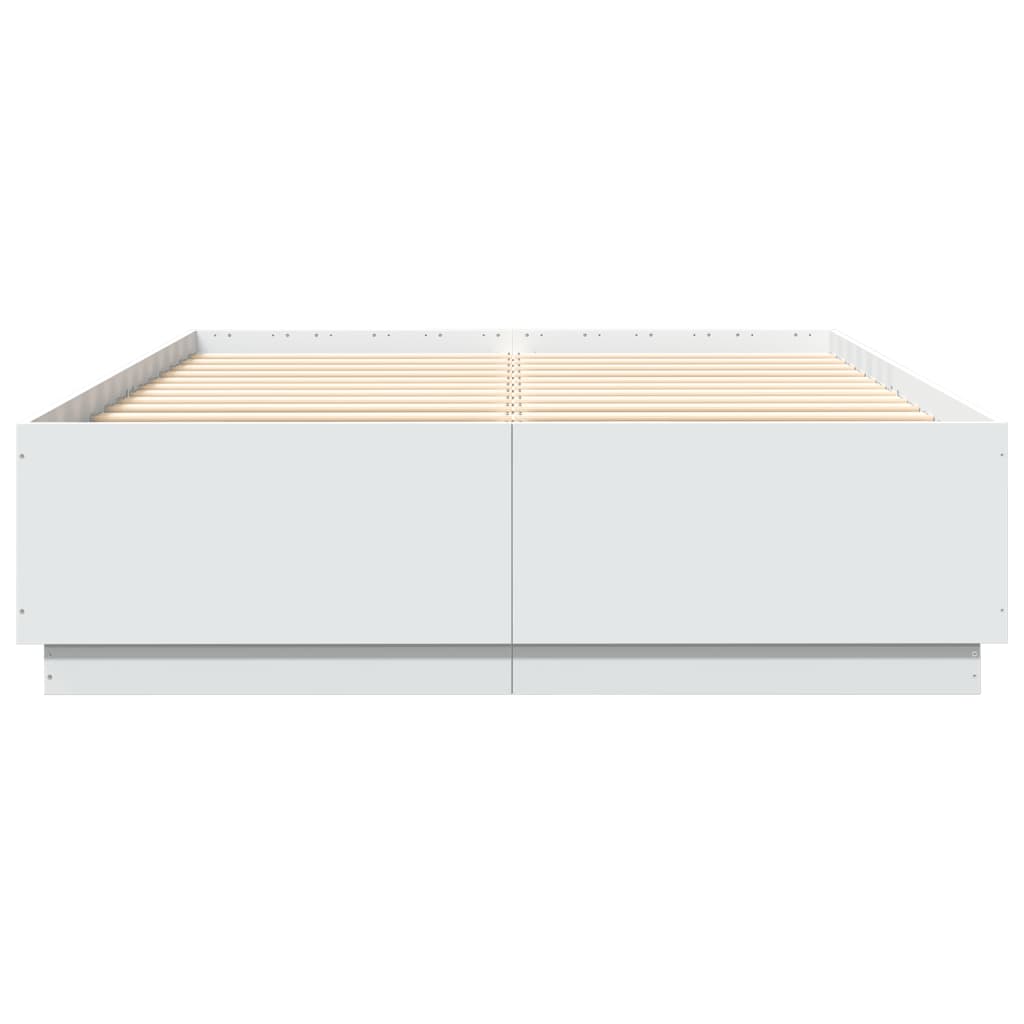 Bedframe met LED-verlichting bewerkt hout wit 150x200 cm is nu te koop bij PeponiXL, paradijselijk wonen!