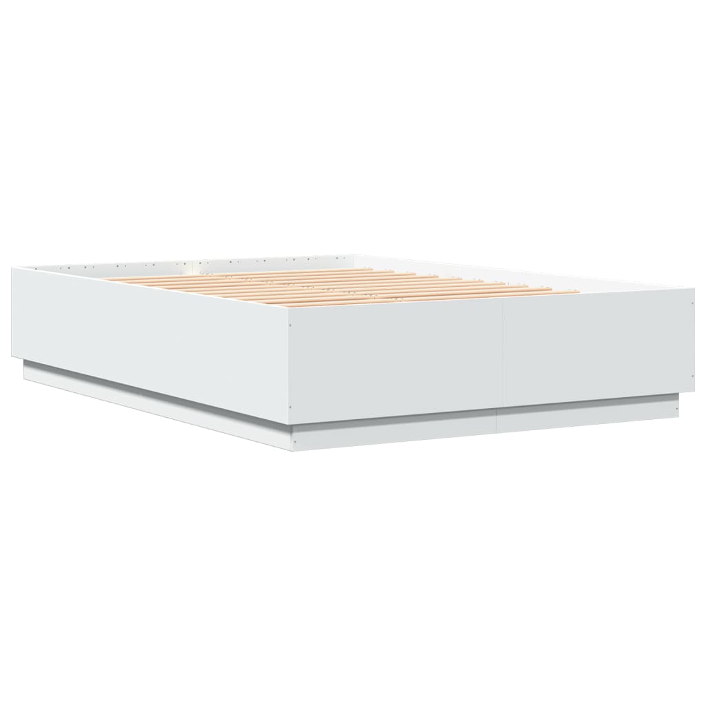 Bedframe met LED-verlichting bewerkt hout wit 150x200 cm is nu te koop bij PeponiXL, paradijselijk wonen!