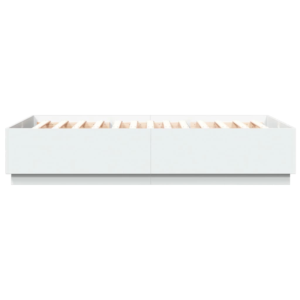 Bedframe met LED-verlichting bewerkt hout wit 150x200 cm is nu te koop bij PeponiXL, paradijselijk wonen!
