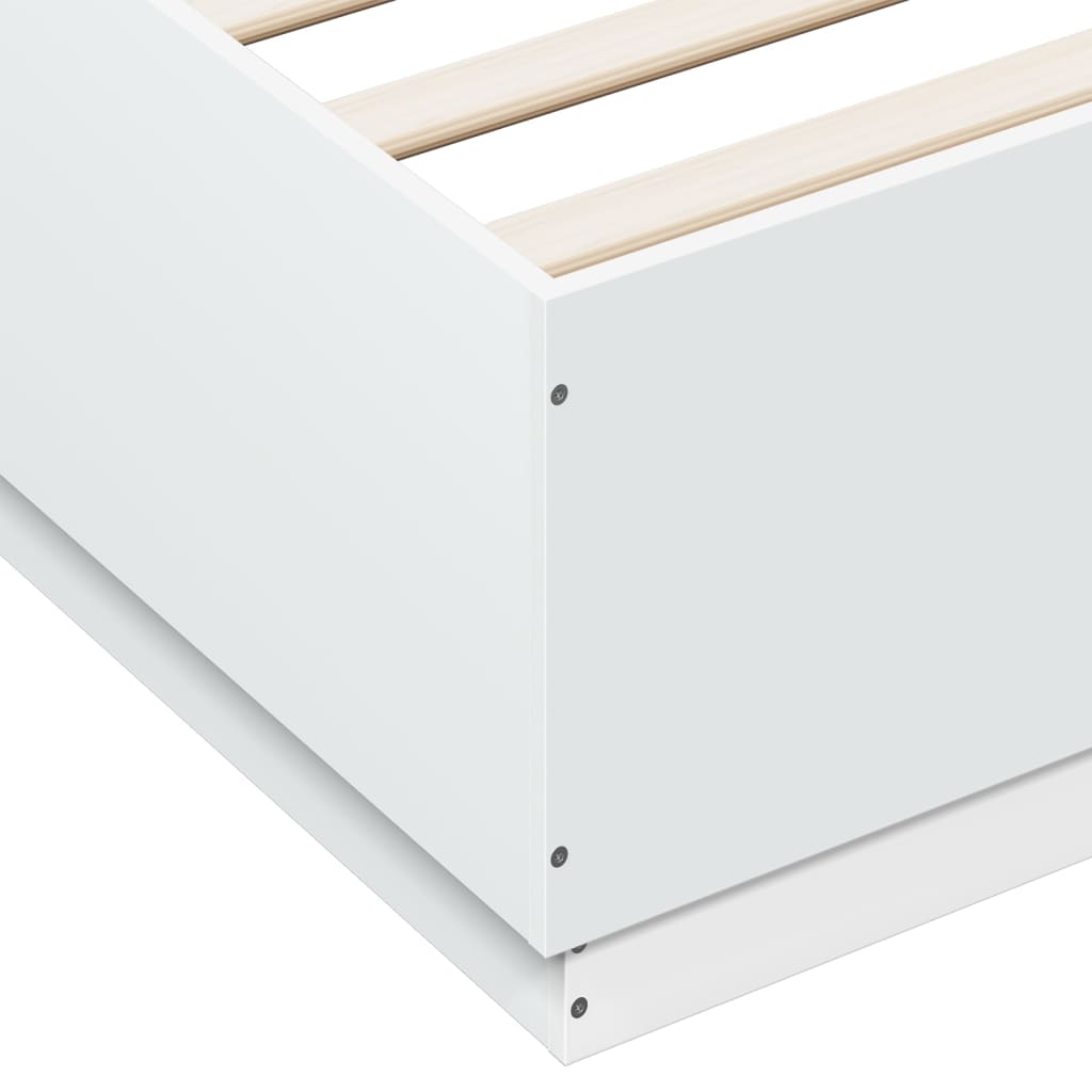 Bedframe met LED-verlichting bewerkt hout wit 150x200 cm is nu te koop bij PeponiXL, paradijselijk wonen!