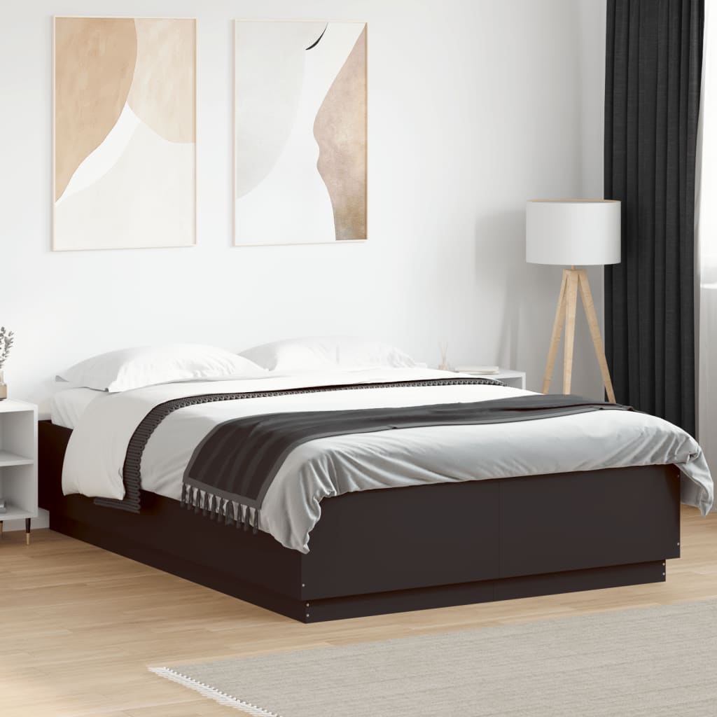 Bedframe met LED zonder matras 150x200 cm zwart is nu te koop bij PeponiXL, paradijselijk wonen!