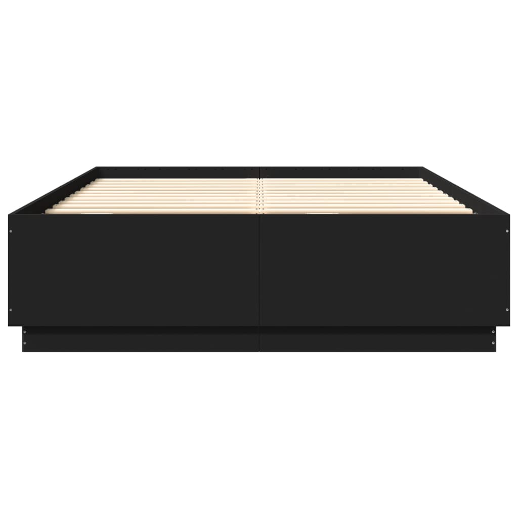 Bedframe met LED zonder matras 150x200 cm zwart is nu te koop bij PeponiXL, paradijselijk wonen!
