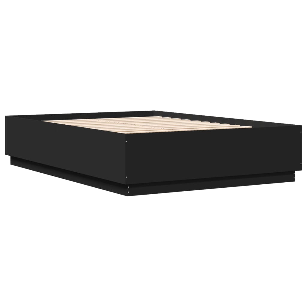 Bedframe met LED zonder matras 150x200 cm zwart is nu te koop bij PeponiXL, paradijselijk wonen!