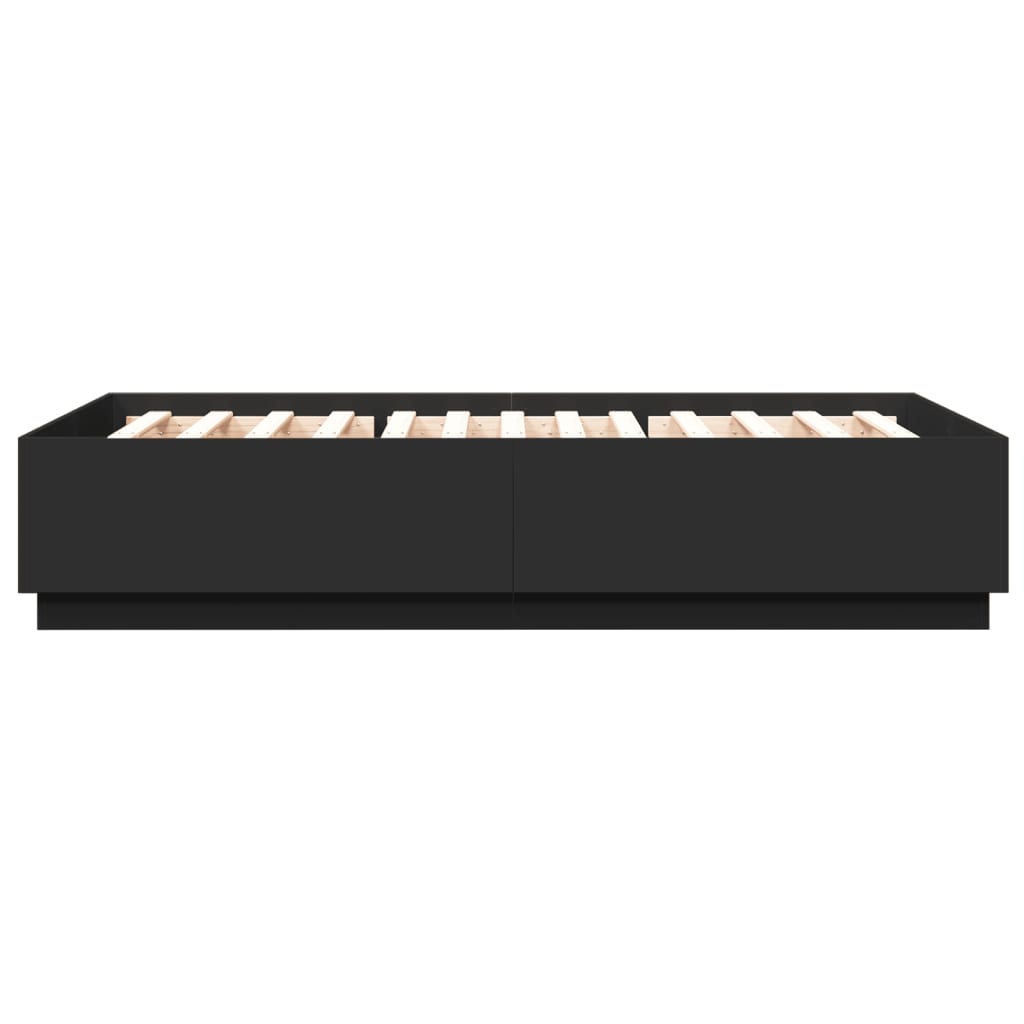 Bedframe met LED zonder matras 150x200 cm zwart is nu te koop bij PeponiXL, paradijselijk wonen!