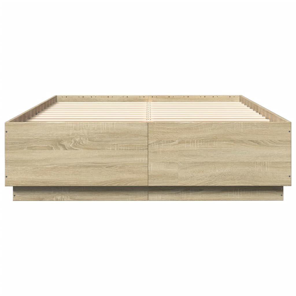 Bedframe met LED-verlichting sonoma eikenkleurig 140x200 cm is nu te koop bij PeponiXL, paradijselijk wonen!