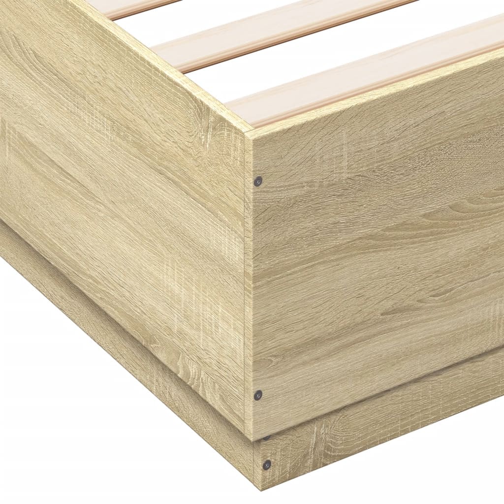 Bedframe met LED-verlichting sonoma eikenkleurig 140x200 cm is nu te koop bij PeponiXL, paradijselijk wonen!