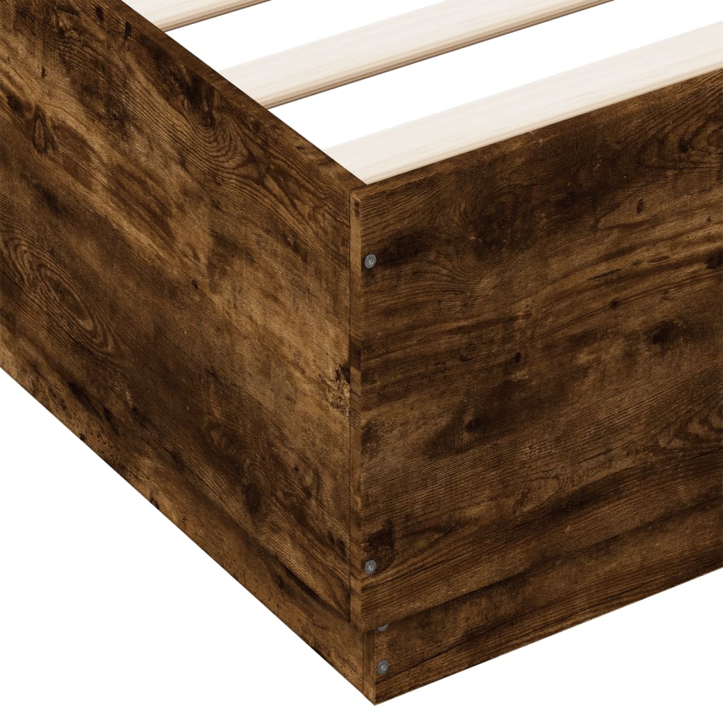 Bedframe met LED-verlichting gerookt eikenkleurig 120x200 cm is nu te koop bij PeponiXL, paradijselijk wonen!