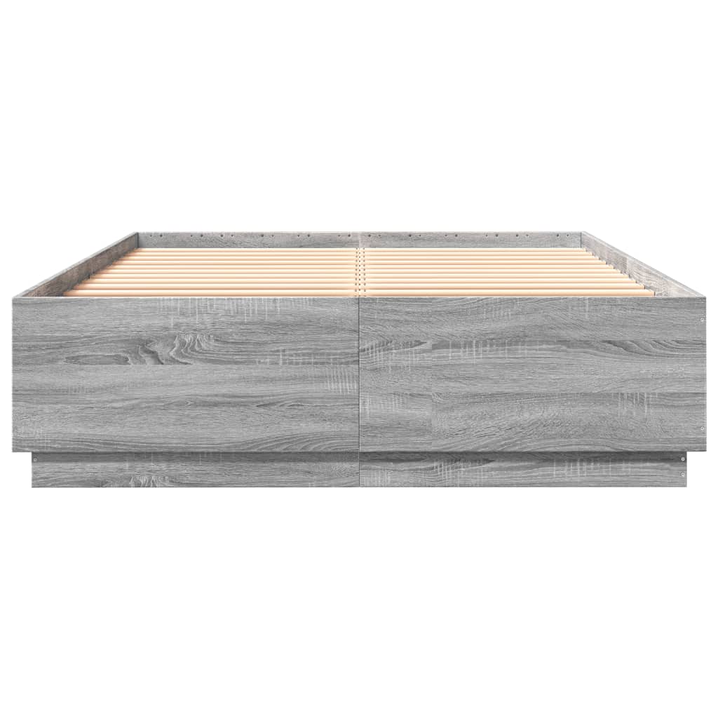 Bedframe met LED-verlichting grijs sonoma eiken 120x200 cm is nu te koop bij PeponiXL, paradijselijk wonen!