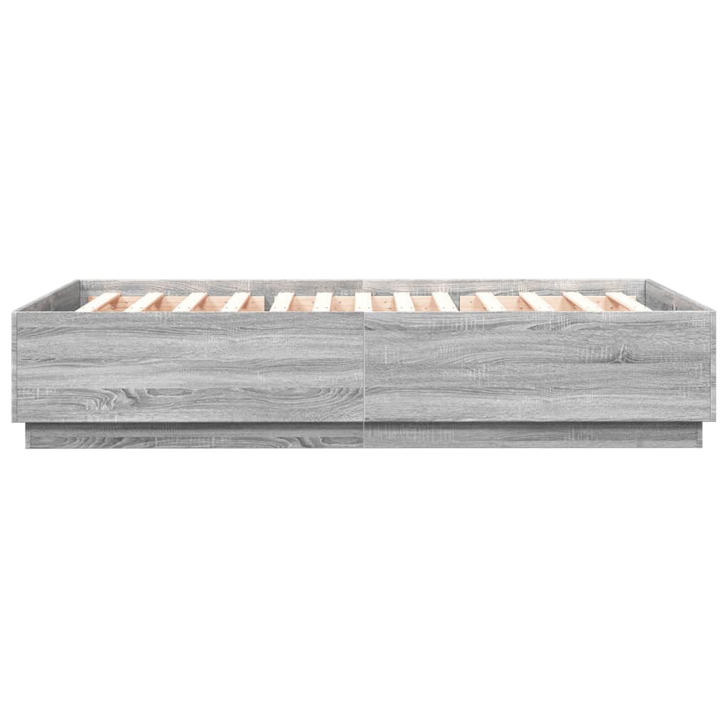 Bedframe met LED-verlichting grijs sonoma eiken 120x200 cm is nu te koop bij PeponiXL, paradijselijk wonen!