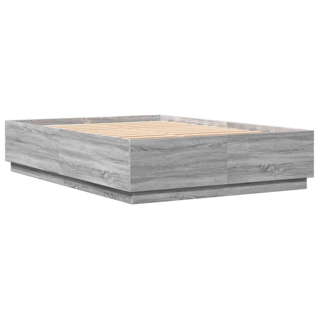Bedframe met LED-verlichting grijs sonoma eiken 120x200 cm is nu te koop bij PeponiXL, paradijselijk wonen!