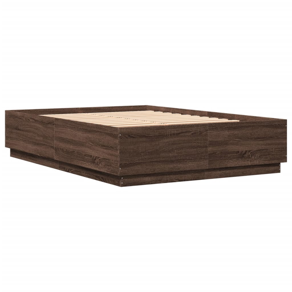 Bedframe met LED-verlichting bruin eikenkleurig 120x200 cm is nu te koop bij PeponiXL, paradijselijk wonen!