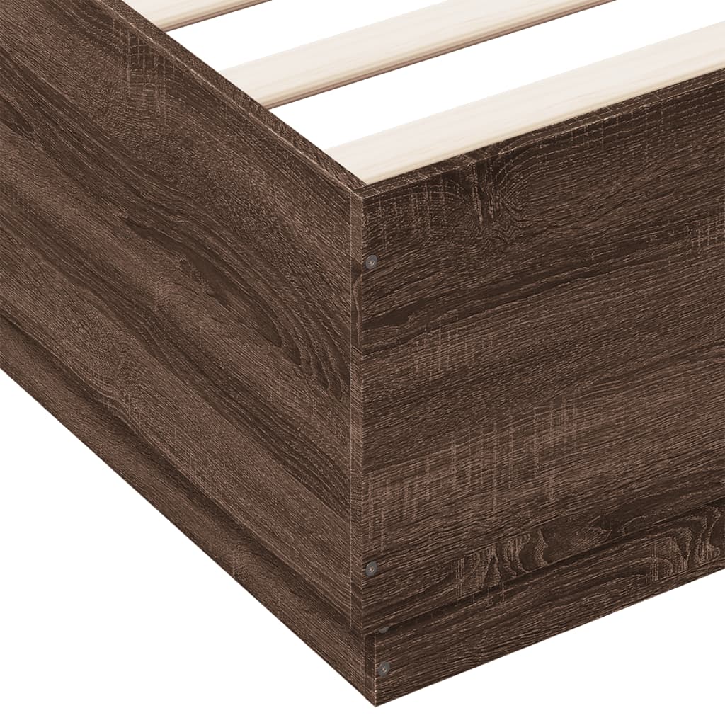 Bedframe met LED-verlichting bruin eikenkleurig 120x200 cm is nu te koop bij PeponiXL, paradijselijk wonen!