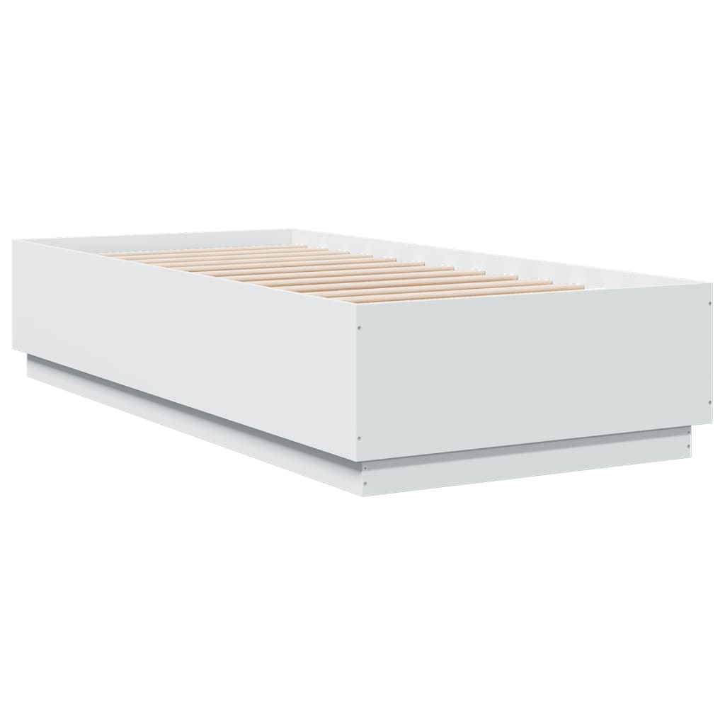 Bedframe met LED-verlichting bewerkt hout wit 100x200 cm is nu te koop bij PeponiXL, paradijselijk wonen!