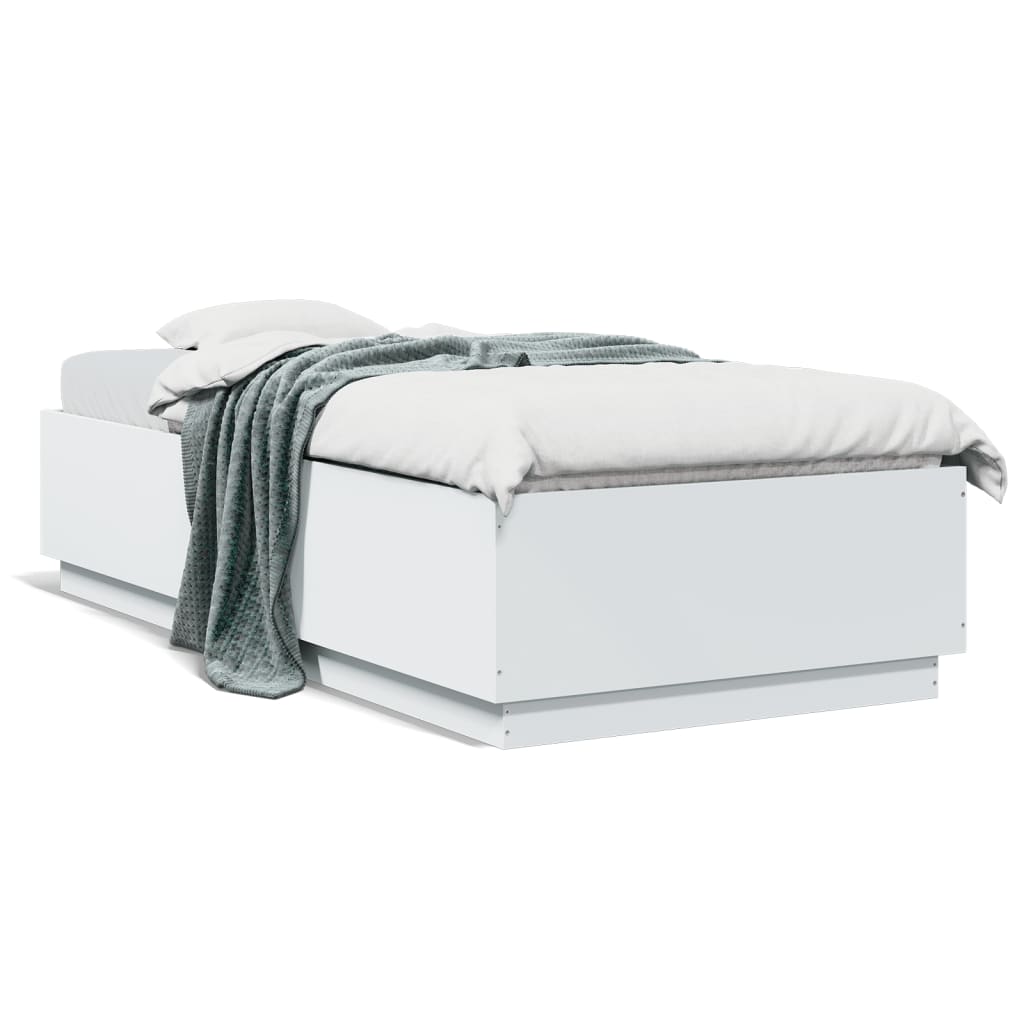 Bedframe met LED-verlichting bewerkt hout wit 100x200 cm is nu te koop bij PeponiXL, paradijselijk wonen!