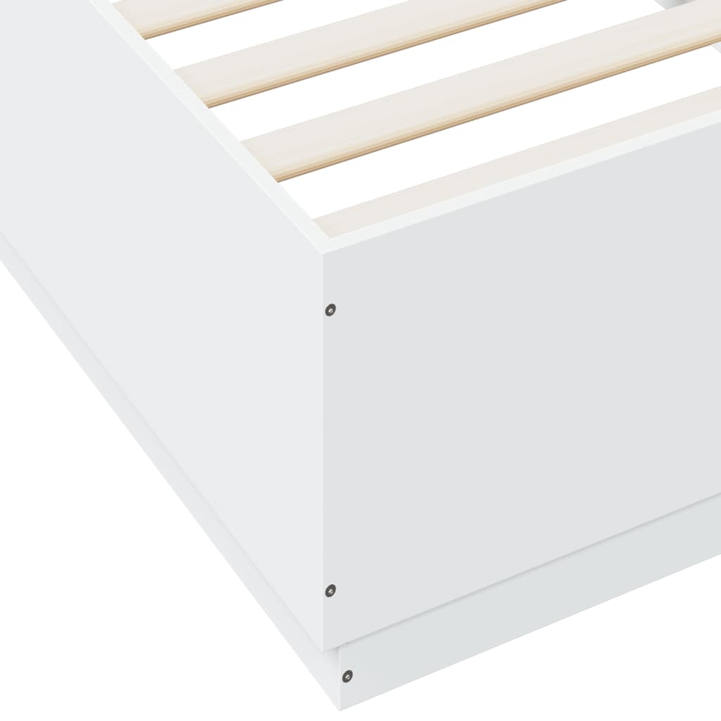 Bedframe met LED-verlichting bewerkt hout wit 100x200 cm is nu te koop bij PeponiXL, paradijselijk wonen!