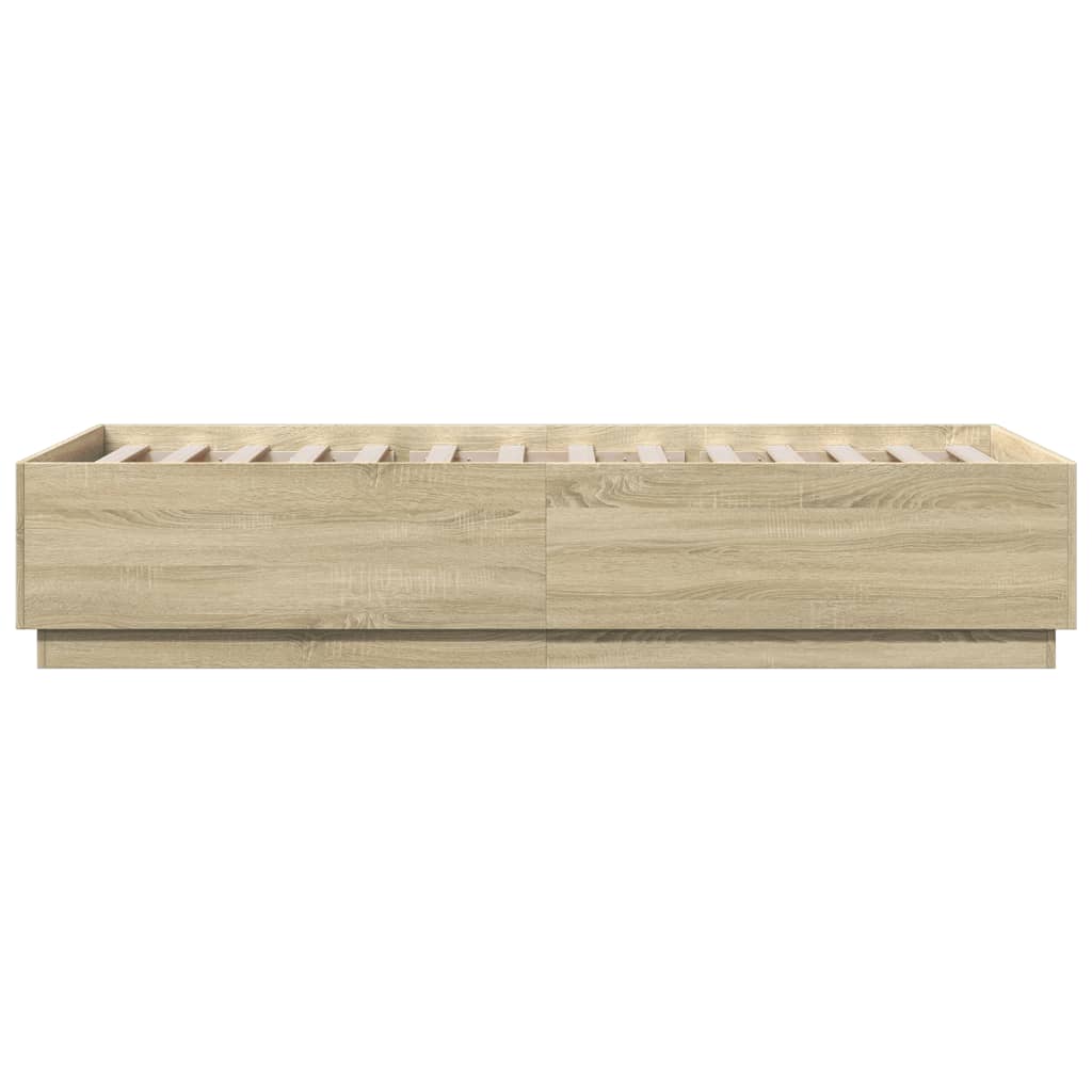 Bedframe met LED-verlichting sonoma eikenkleurig 100x200 cm is nu te koop bij PeponiXL, paradijselijk wonen!