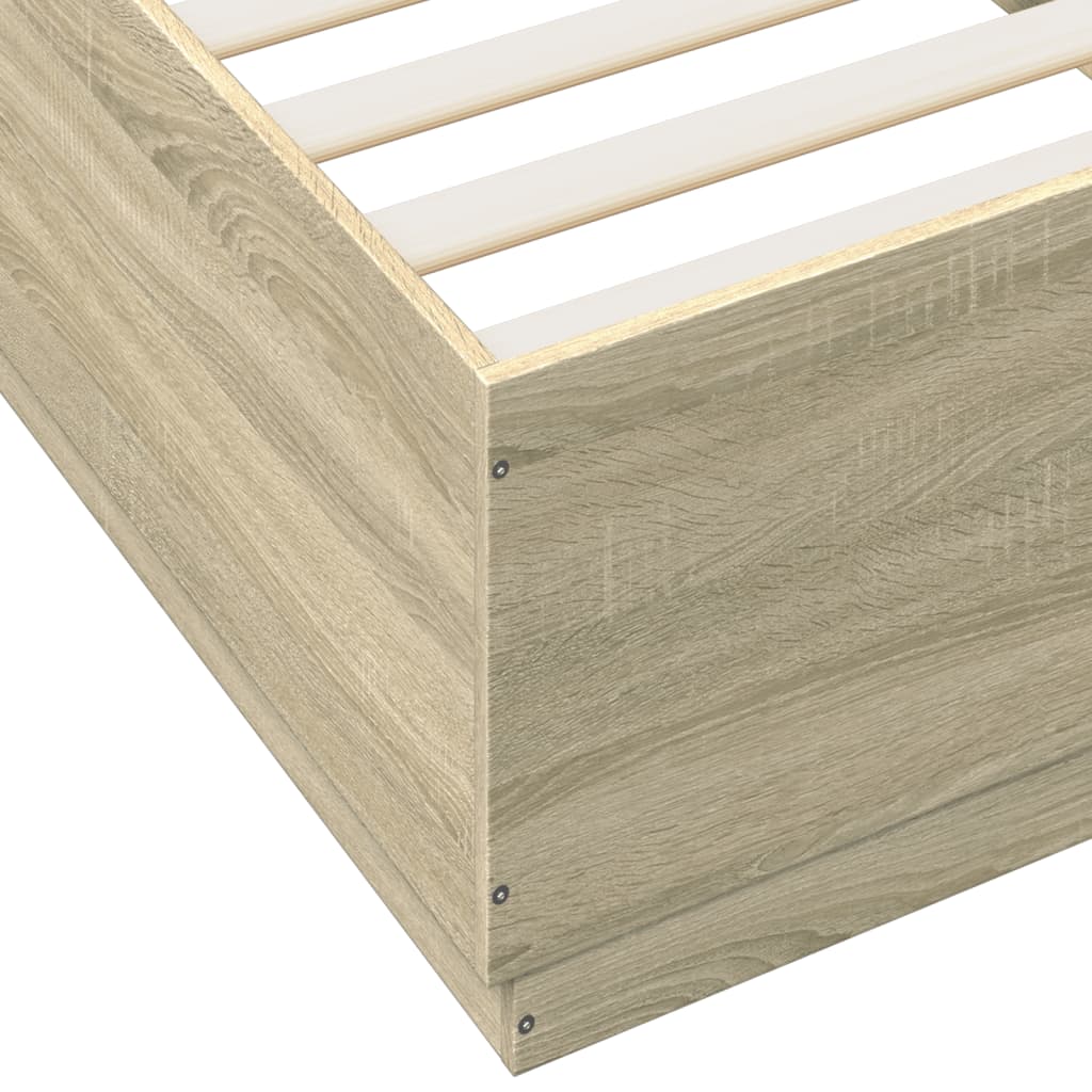 Bedframe met LED-verlichting sonoma eikenkleurig 100x200 cm is nu te koop bij PeponiXL, paradijselijk wonen!