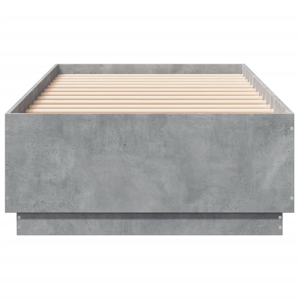 Bedframe met LED-verlichting bewerkt hout betongrijs 100x200 cm is nu te koop bij PeponiXL, paradijselijk wonen!