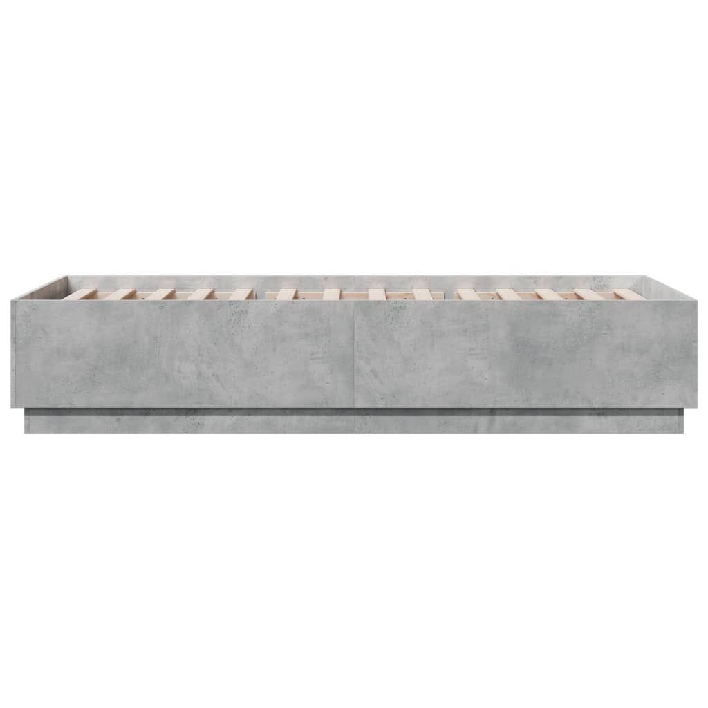 Bedframe met LED-verlichting bewerkt hout betongrijs 100x200 cm is nu te koop bij PeponiXL, paradijselijk wonen!