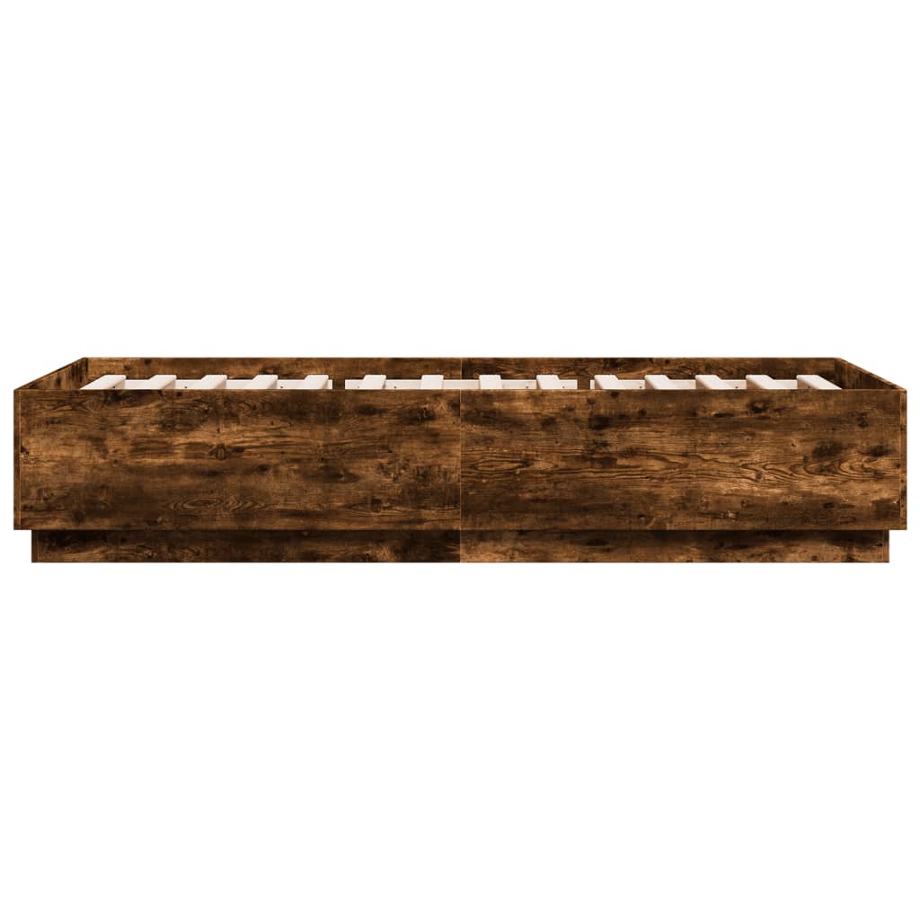 Bedframe met LED-verlichting gerookt eikenkleurig 100x200 cm is nu te koop bij PeponiXL, paradijselijk wonen!
