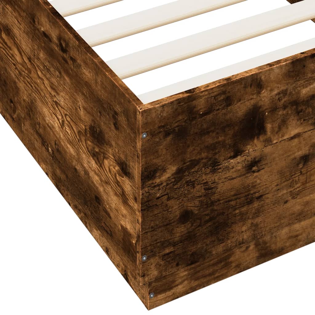 Bedframe met LED-verlichting gerookt eikenkleurig 100x200 cm is nu te koop bij PeponiXL, paradijselijk wonen!