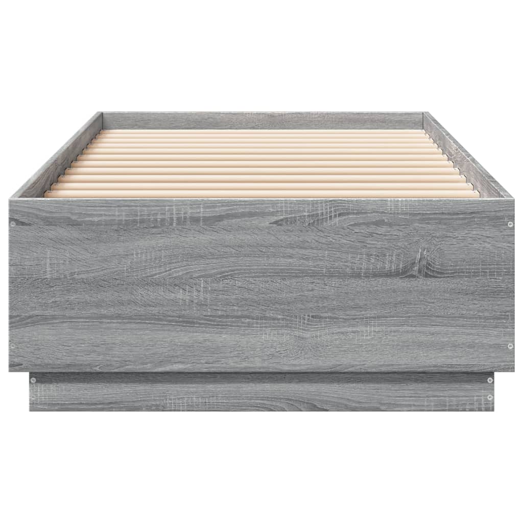 Bedframe met LED-verlichting grijs sonoma eiken 100x200 cm is nu te koop bij PeponiXL, paradijselijk wonen!