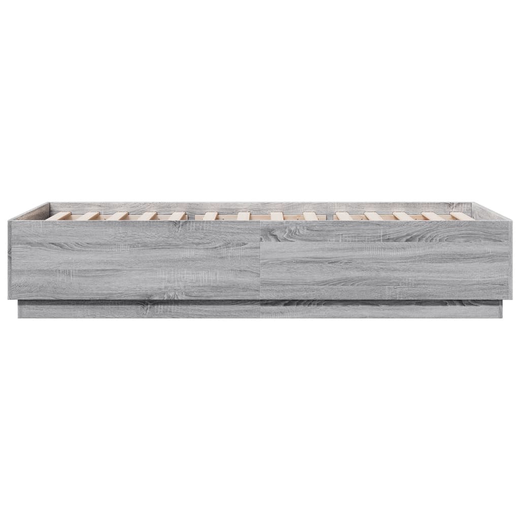 Bedframe met LED-verlichting grijs sonoma eiken 100x200 cm is nu te koop bij PeponiXL, paradijselijk wonen!