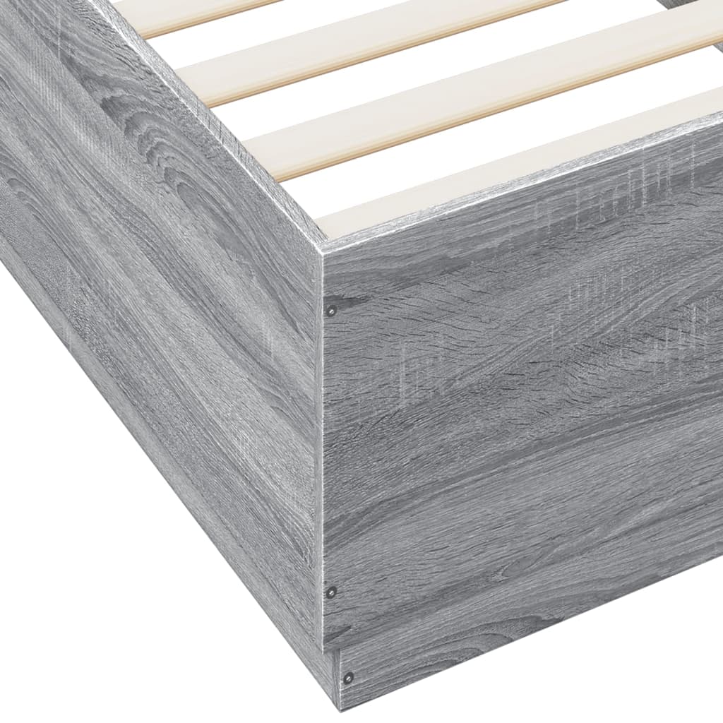 Bedframe met LED-verlichting grijs sonoma eiken 100x200 cm is nu te koop bij PeponiXL, paradijselijk wonen!
